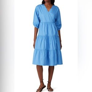 Blue Tiered Wrap Dress